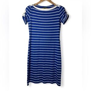 Lauren Ralph Lauren Nautical‎ Striped Pullover Knit Jersey T Shirt Dress S Blue